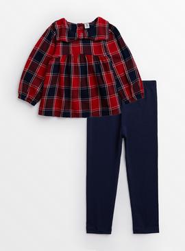 Tartan Bow Top & Leggings Set
