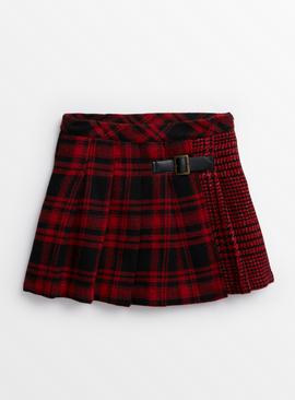 Red Check Skirt With Wool