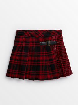Red Check Skirt With Wool 