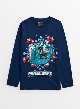 Navy Minecraft Sequin Top