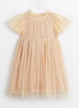 Light Pink Sequin Mesh Party Dress