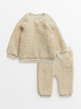 Cream Borg Bear 2 Piece Set