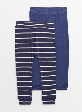 Blue & Navy Stripe Joggers 2 Pack 