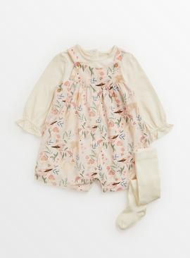 Pink Woodland Animal Bibshorts, Bodysuit & Tights