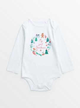 Cream First Christmas Bodysuit
