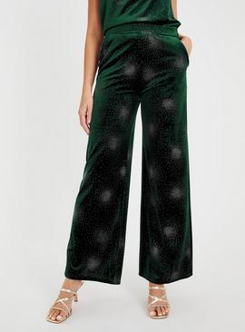 Green Embellished Velvet Coord Trousers