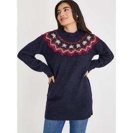 Navy Tinsel Fairisle Christmas Jumper