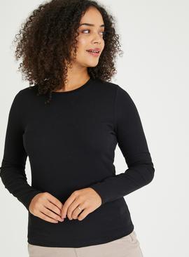 Black Crew Neck Long Sleeve Top