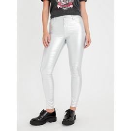 Metallic Silver Skinny Fit Jeans