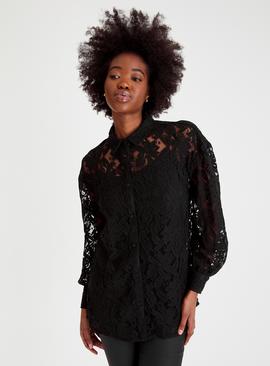 Black Lace Relaxed Fit Shirt