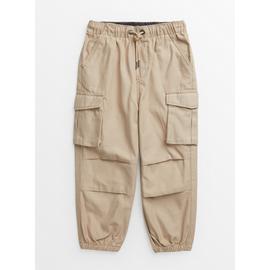 Stone Slub Parachute Cargo Trousers