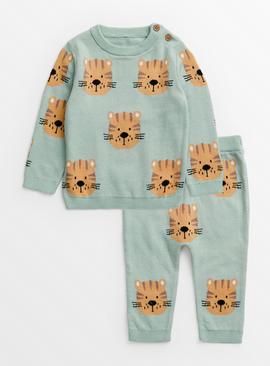 Green Lion Knitted Jumper & Leggings Set