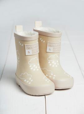 GRASS & AIR Stone Colour Changing Kids Winter Wellies