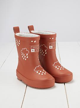 GRASS & AIR Burnt Orange Colour Changing Kids Winter Wellies