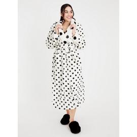 Mono Spot Hooded Longer Length Dressing Gown