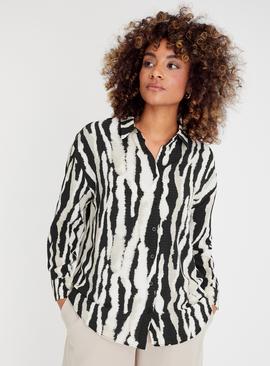 Mono Abstract Print Crinkle Shirt