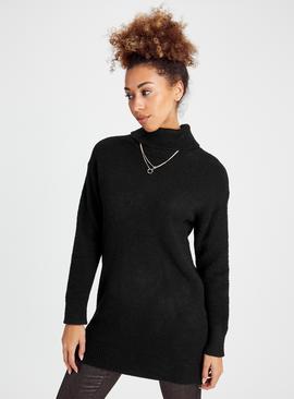 Black Roll Neck Jumper Dress