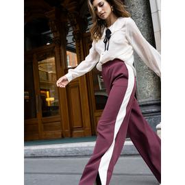 For All the Love Burgundy Printed Side Stripe Wide Leg Trouser