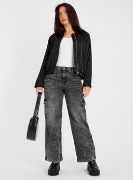 Grey Wash Denim Cargo Jeans
