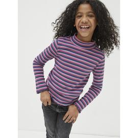FATFACE Stripe Roll Neck T-Shirt