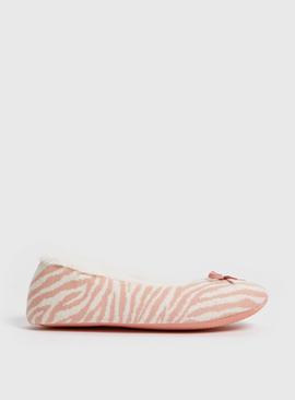 Pink Zebra Ballerina Slippers 