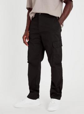 Black Straight Leg Cargo Trousers