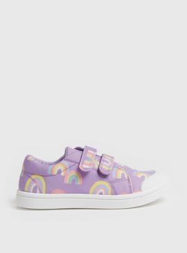 Lilac Rainbow Twin Strap Canvas Trainers 