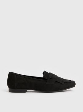 Sole Comfort Black Fringe Loafers  