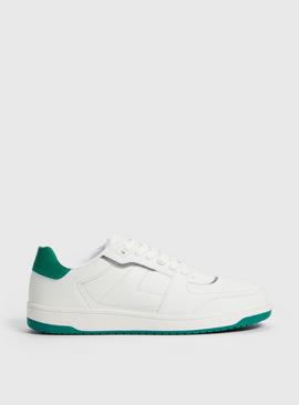 White & Green Contrast Trainers  