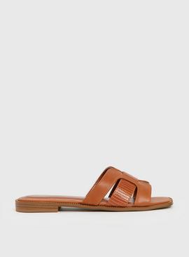 Tan Crossover Mule Sandals  