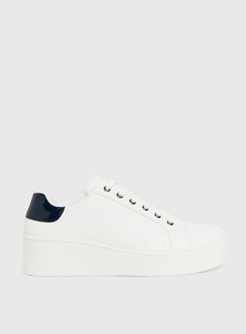 White Faux Leather Platform Trainers 
