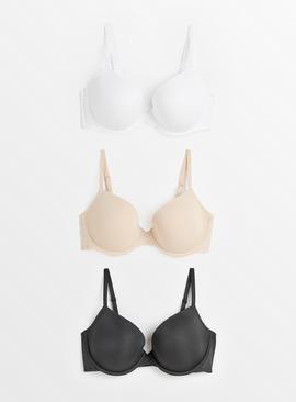 Black, White & Beige T-Shirt Bras 3 Pack