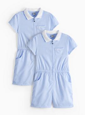 2 Pack Blue Gingham Playsuits
