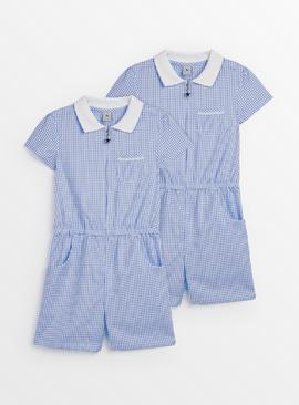 Blue Gingham Play Suit 2 Pack 10 years