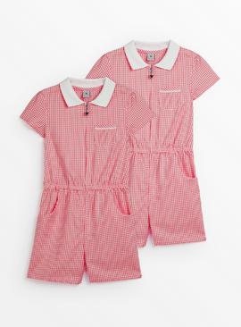Red Gingham Play Suit 2 Pack 6 years