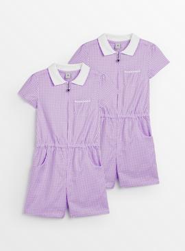 Lilac Gingham Play Suit 2 Pack 8 years