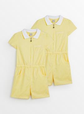 2 Pack Yellow Gingham Playsuits