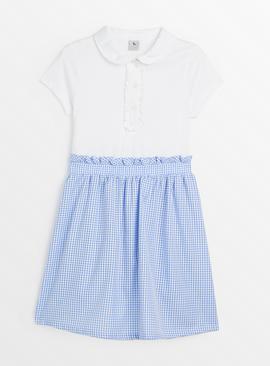 Blue Gingham Twofer Dress