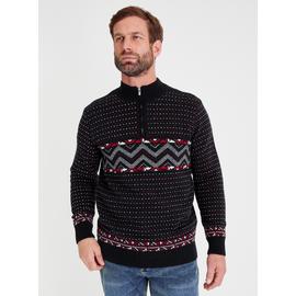 Navy Fairisle Quarter Zip Jumper
