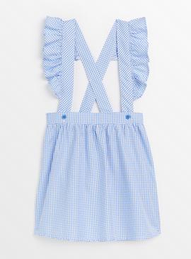 Blue Gingham School Skirt With Braces  4 years