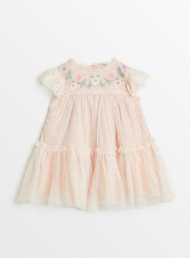 Pink Floral Tulle Party Dress Up to 3 mths