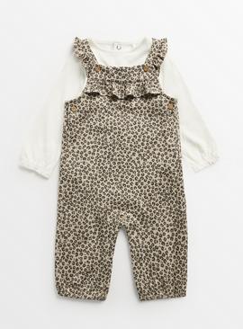 Leopard Print Dungarees & Bodysuit Up to 3 mths