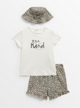 Animal Print T-Shirt, Shorts & Hat 6-9 months