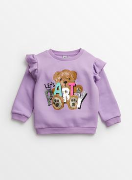 Lilac Bear Print Party Sweatshirt