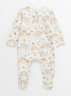 Rainbow Print Fleece Lined Sleepsuit 3-6 months
