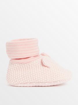 Pink Bear Knitted Slipper Boot 9-12 months