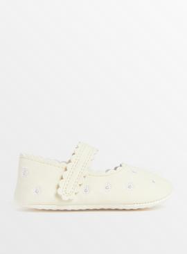 Cream Daisy Ballet Shoes 6-9 months