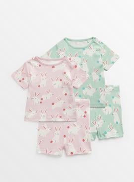 Pastel Bunny Print Pyjamas 2 Pack 12-18 months