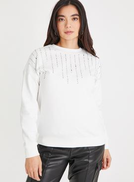 White Embellished Sweatshirt