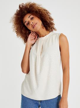 White Animal Print Sleeveless Top